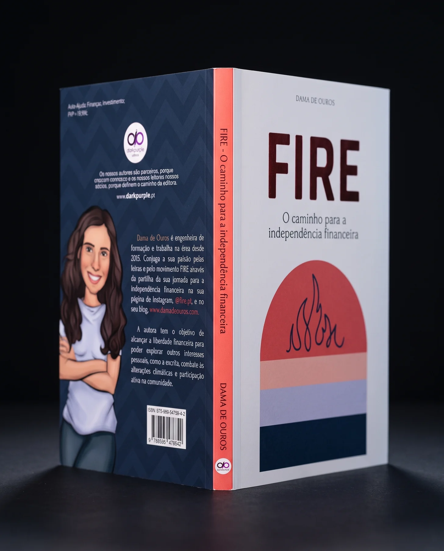 O livro aberto em V, com a lombada à frente